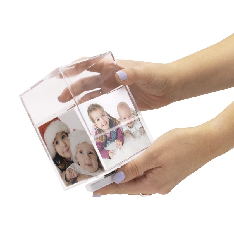 Neil Enterprises Inc. Spinning Photo Cube with Silver Base, holds