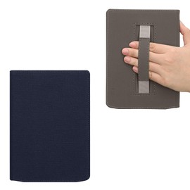 kwmobile Flip Case Compatible with Pocketbook InkPad 4 / Color 3 / Color 2 / Vivlio InkPad 4 / InkPad Color 3 Case - Canvas Case - eReader Protective Case with Loop in Dark Blue
