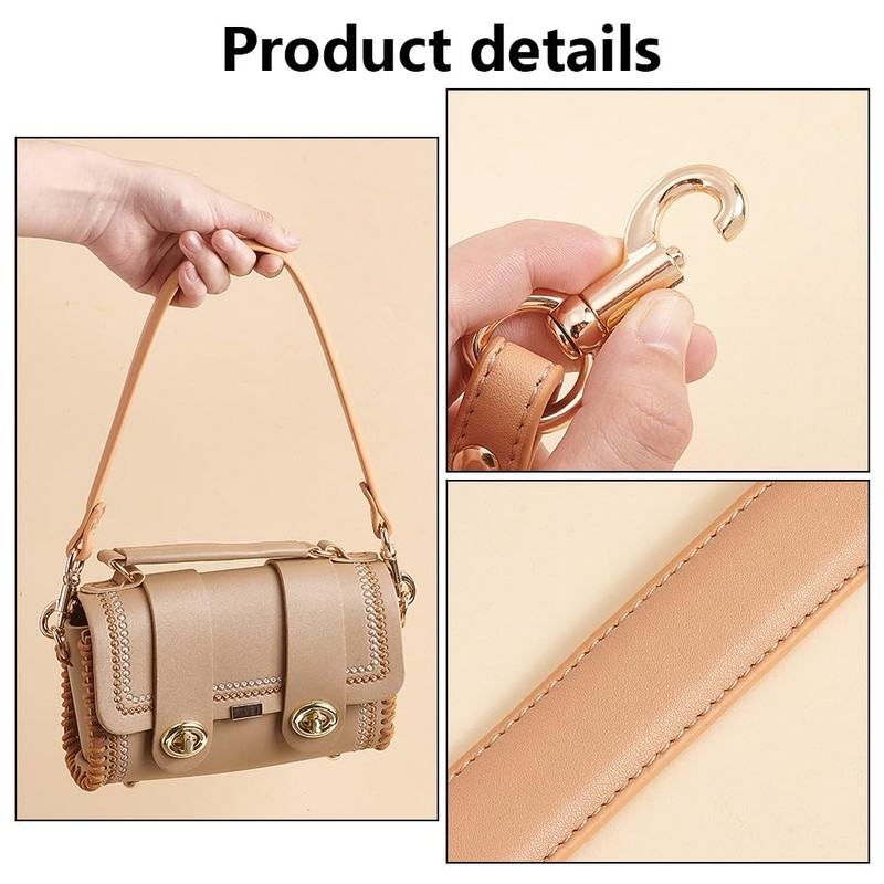 PH PandaHall 20.3 Inch Browner Leather Bag Strap Short Purse