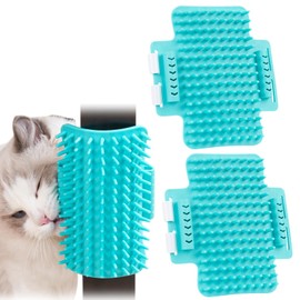 Massage Corner for Cats, Pack of 2 Soft Cat Brush, Self Groomer for Cats, Cat Loves Corner Brush, Massage Corner Cat Brush, Cat Brush Wall Corner, for Massage, Tickling Fur Removal