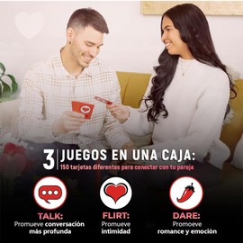 Tarjetas Juego de Pareja, Juego de Preguntas para Parejas Románticas e Interesantes, Herramienta de Calentamiento Emocional【3 en 1: Tarjetas de Conversación+ Juegos de Coqueteo+ Desafíoo, 150 Cartas】