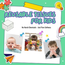 18 Reusable Tissues with 2 extra tissue, Travel Size Cloth Tissue Pack Made of Soft Cotton- Washable Facial White handkerchiefs - Eco Friendly Fabric with Zero Waste Cloths