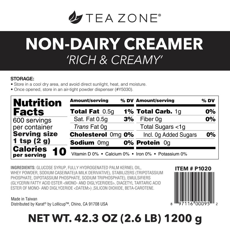 Tea Zone P1020a Non-Dairy Creamer Original Rich & Creamy powder