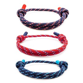 Luxfancy Set de 3 Pulseras Náutica Trenzada de Cuerda de Alta Calidad para Mujer u Hombre Varios Modelos (Rojo, Azul y Negro)