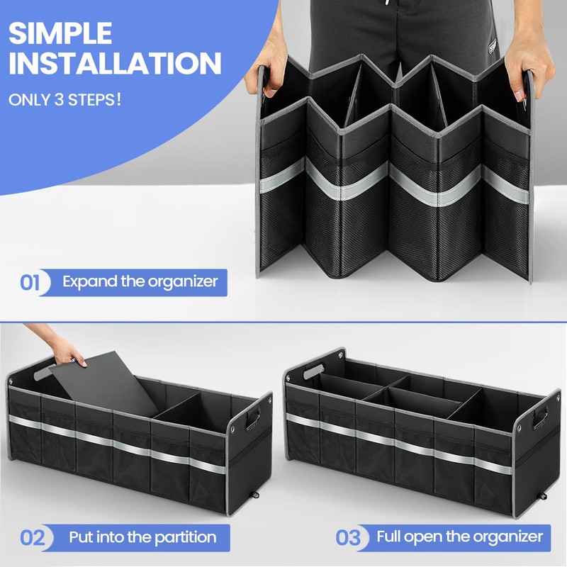 WINHUNT Car Trunk Organizer, Car Storage Organizer, Collapsible Multi Compartment