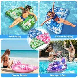 Pool Floats, 3 Pack Inflatable Pool Floats Adult & Kids, Pool Float with Cupholders & Duty Handles, Upgraded Pool Chairs, Perfect Summer Pool Toys for Lakes, Rivers, Beach Vacation, Water Party Fun