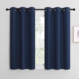 NICETOWN - Paneles de Cortinas Opacas para Tratamiento de Ventanas, Ahorro de energía, con Aislamiento térmico, Ojales Resistentes (Azul Marino, 1 Par, 107 x 127 cm)