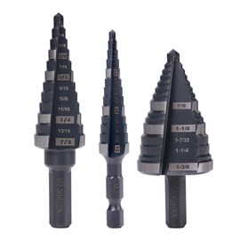 Jerax tools 1/2", 7/8" & 1-3/8" Step Drill Bit Set, Straight Grooved Double Fluted M2 High Speed Steel Drill bits for Hole Drilling in Stainless Steel, Copper, Aluminum, Wood,Plastic