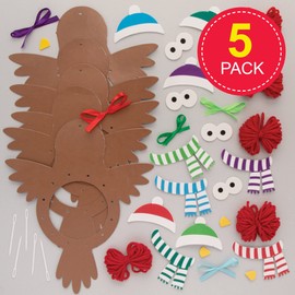 Baker Ross FE896 Christmas Robin Weaving Kits-Pack of 5, Introductory Sewing for Beginners, Make Your Own Bird Decoration, Ideal Kids Arts and Crafts Project, Assorted