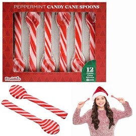 Fruidles Christmas Candy Canes Spoons Suckers, Peppermint Flavor in Box, 12-Pack