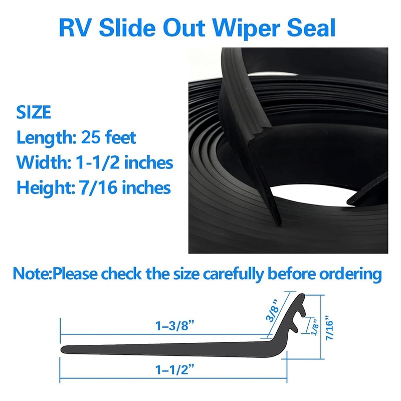 RV Slide Out Seal Black Door Rubber R854056 Slideout Wiper