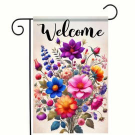 BlissYard Welcome Spring Garden Flag 12x18 Double Sided Small Floral Flower Garden Yard House Flags Outside Outdoor House Hello Spring Summer Decoration Wedding Anniversary Farmhouse Holiday