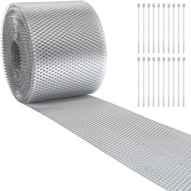 Tandefio Gutter Guard 5 Inch x 60 Feet Aluminum Guards Mesh Leaves Filter Gutter Cover Screen DIY Protection Netting Roll with 20 Fixed Cable Tie and Anti Scratch Gloves for Leaves Twigs (Silver)