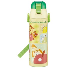 Skater SKDC6-A Children's Stainless Steel Water Bottle, 2-Way Direct Drinking, 20.8 fl oz (580 ml), Cup Drinking, 20.4 fl oz (570 ml), Animal Crossing, Lightweight, Girls, Hot and Cold Water Bottle, Sports Bottle, Cute, Kids, Children, Water Bottle