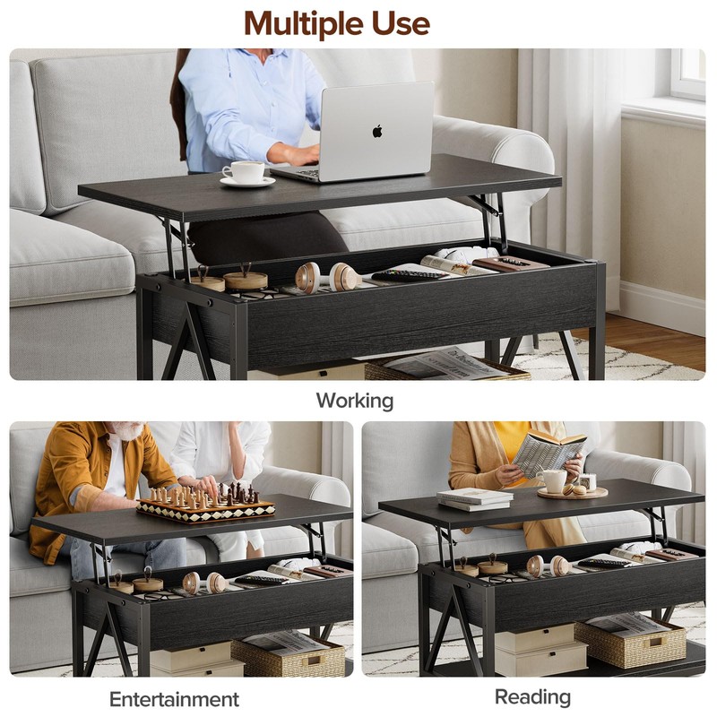 Memobarco Lift Top Coffee Table with Storage Shelf and Hidden