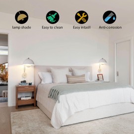 SUNLLOK Modern Plug in Flowerpot Wall Sconces with Switch - Industrial Hanging Wall Light Fixture - Indoor Metal Reading Wall Mounted Lamp Decoration for Living Room, Kids Bedroom, Restaurant (White)