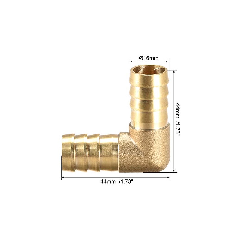 sourcing map 16mm Barb Brass Hose Fitting 90 Degree Elbow