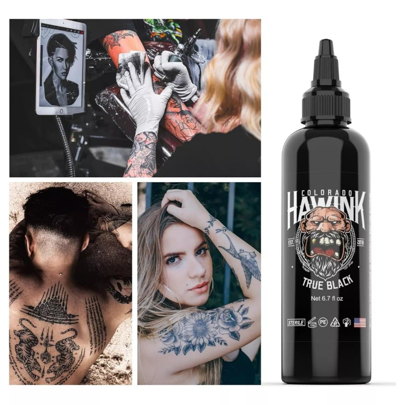 Hawink Tinta De Tatuaje 6.7oz (6.8 Fl Oz). Super Negro