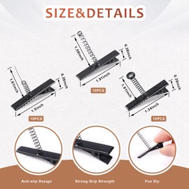 30 Pcs Black Alligator Hair Clips with 3 Sizes Duck Bill Hair Clips, Diy Hairpins, for School Home Party