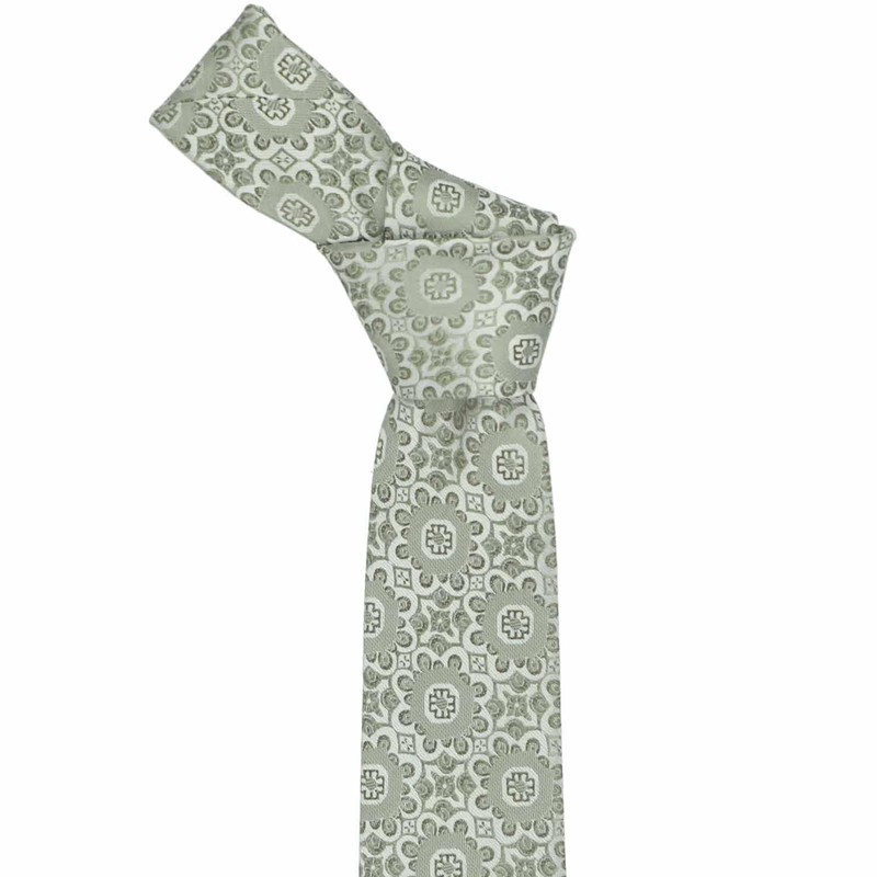 tiemart Pattern Slim 2.5" Necktie (Mint Green Emma Floral)