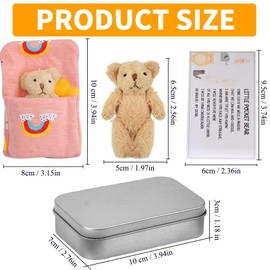 Little Pocket Bear Hug - Pocket Bear in a Tin Box, Plush Toys for Anxiety Relief, Stuffed Animal Dolls, Get Well Soon Gifts for Kids and Women