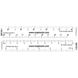 MapTools Map Ruler for 1:63,360 Scale Maps. LAT/Lon, Miles, Kilometers