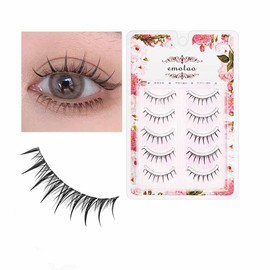 emotao Natural False Eyelashes, Short, Top/Eyelashes, Popular, Handmade, Actress Eyelashes, Thin Makeup, Lifestyle Makeup, 5 Pairs (M8), Black