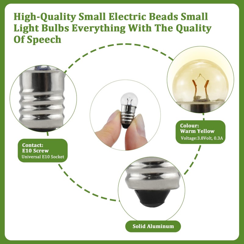 ZDRU E10 Screw Mini Bulbs Kit, 10 Pcs E10 Mini