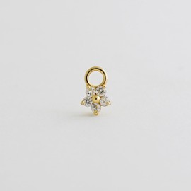 ANYGOLDS 14k Real Diamond Flower Hoop Earring Charm – Solid Gold Jewelry for Multiple Piercings - Adorned With Round Brilliant Diamond - Perfect for Minimalist Design - Sold as a Single (White Gold)