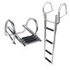 Hoffen 4 Step Pontoon Boat Ladder, Stainless Steel Telescoping Folding