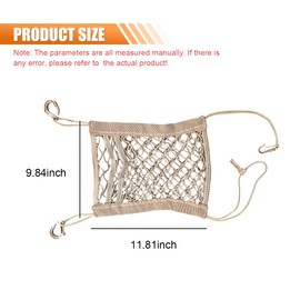 3-Layer Car Mesh Seat Back Organizer, Backseat Pets Kids Barrier for Safe Driving, Stretchable Driver Storage Netting Pouch, Cargo Tissue Purse Holder Between Seats, Car Net Pocket Bag (Beige)