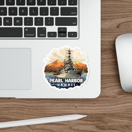 No Thorns Media Pearl Harbor Hawaii Travel Sticker, Weatherproof Souvenir Decal Vinyl Small Waterproof for Water Bottle Mug Passport Laptop Phone Car Stickers, Size - 4″×4″ - ID44990