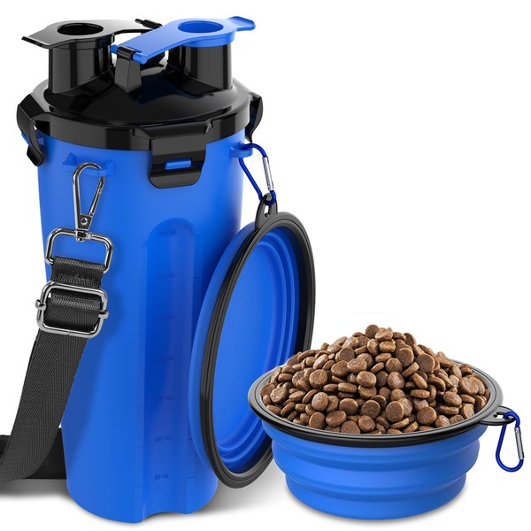 Takfox Dog Travel Water Bottle & 2 Collapsible Dog Bowls,