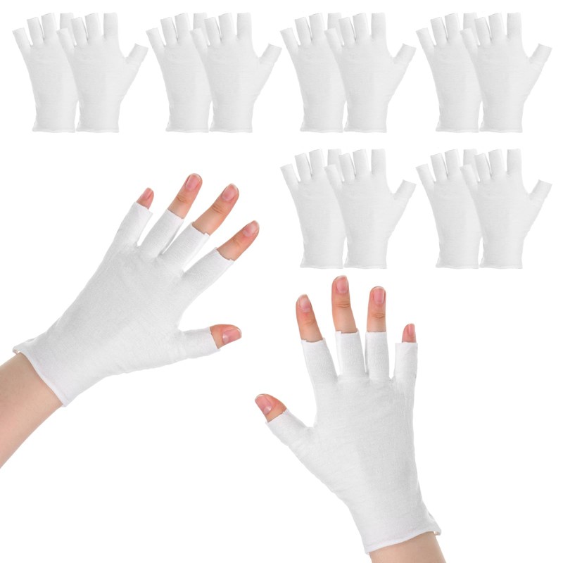 6 pares de guantes blancos sin dedos, guantes hidratantes de