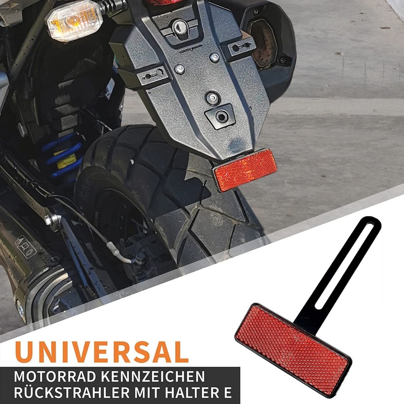 Universal Motorcycle Number Plate Rear Reflector with Holder, E-Approved Number