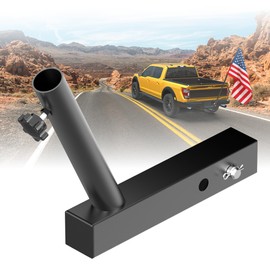 GOORIDA Hitch Flag Pole Holder for Truck, Fits Standard 2" Trailer Hitch, RV Flagpole Kit, Car Receiver Flag Pole Mount, Compatible with Jeep, RV, Camper, SUV, Pickup (Single Falgpole)