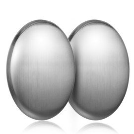 JIEYAO Pack of 2 Brushed Stainless Steel Soap, Removes Odours, Anti-Rust, Stainless Steel Soap Made of Metal for Eliminating Odour Onions, Fish Garlic, Strong Odours from Hands, Kitchen Aid