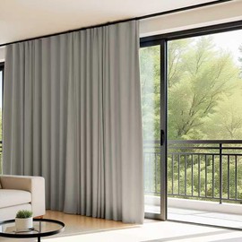 Room Divider Curtains Flexible Ceiling Tracks set Curtain track Ceiling Mount Blackout Curtain for Living Room Bedroom Ceiling Curtain Rod Privacy Dividers Panel W100xH96 Light Grey Drape&Black rail