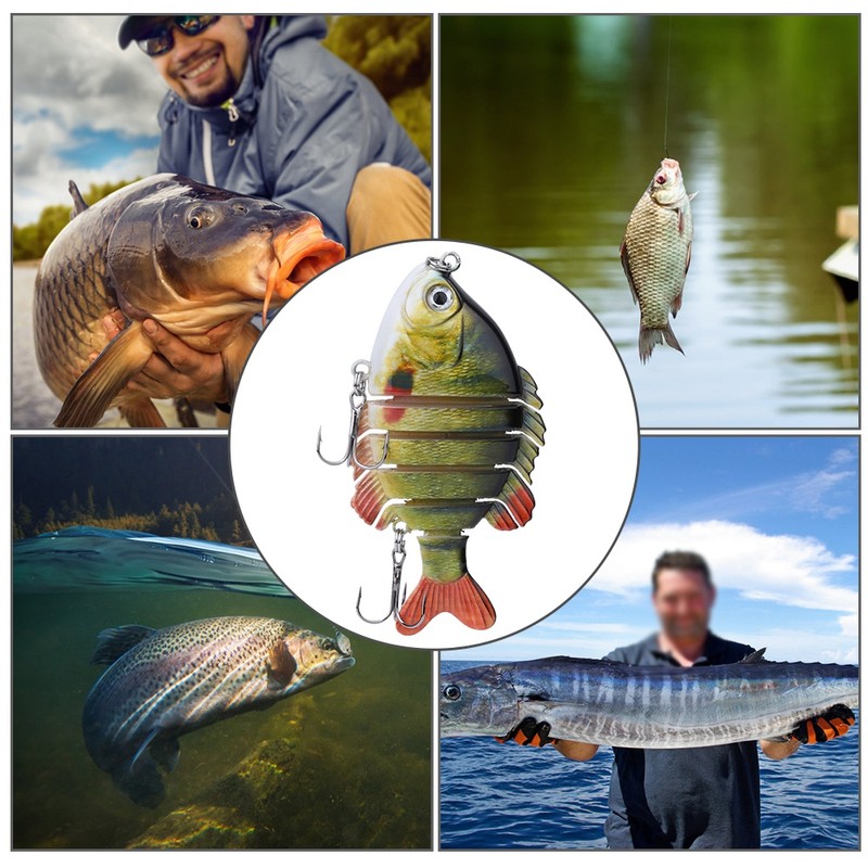 Bionic Multiple Segments Bait Fish Lure Tilapia Shape with Treble
