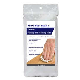 Pro-Clean Basics 21830-K-10 Multipurpose Staining and Polishing Cloth, Lint Free & Super Absorbent, 97% Cotton, 27" x 27", White, Pack of 10