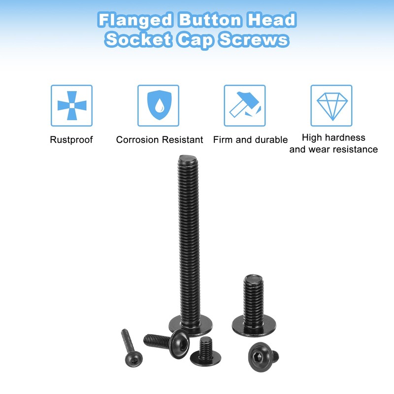 sourcing map 50Pcs M5-0.8x8mm Flanged Button Head Socket Screws, 304