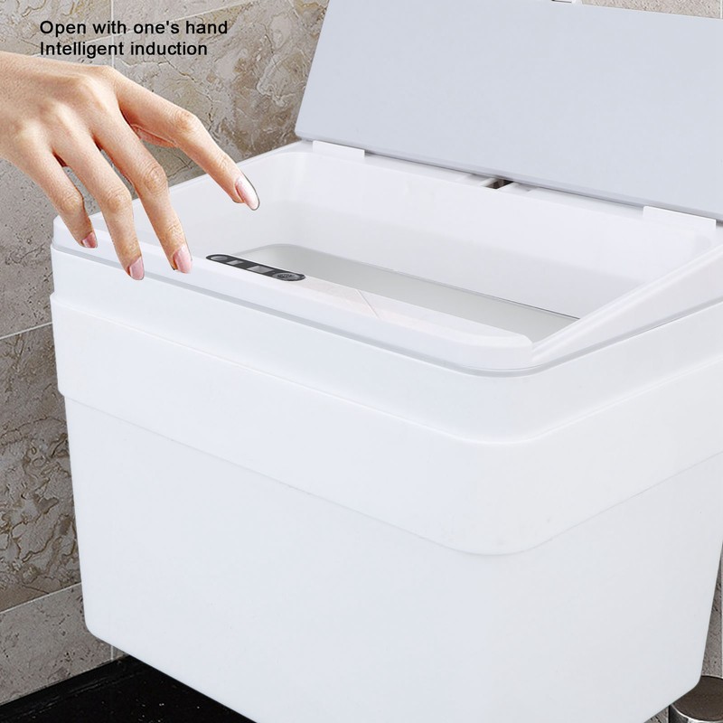 8L Bathroom Trash Can with Lid Automatic Garbage Can USB