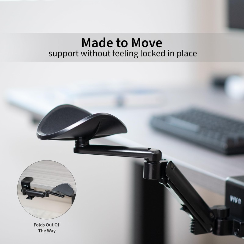 VIVO Universal Clamp-on Adjustable Armrest, Desk Cradle Rotating Elbow Cushion,