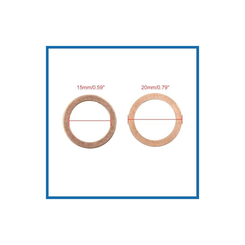 A ABSOPRO 15mm Inner Dia Copper Crush Washers Car Flat
