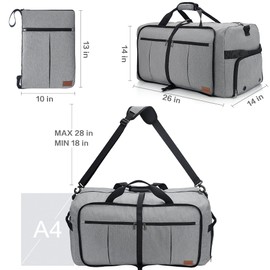 80L Travel Duffle Bag for Men, Large Foldable Duffel Bag for Travel with Shoe Compartment Overnight Weekender Bag Gym Bag for Men Women Waterproof & Tear Resistant (Gray, 80L)
