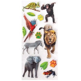 Playhouse Soft Puffy 13-Piece Sticker Sheet for Crafts, Trading & Collecting - Zoo Animals