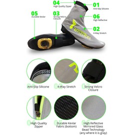 ReflecToes Full Reflective Winter Cycling Shoe Covers for Cycling - for Narrow Road Cycling Shoes - Version 2 - Waterproof, Windproof Overshoes, Rear Zipper - for Men & Women