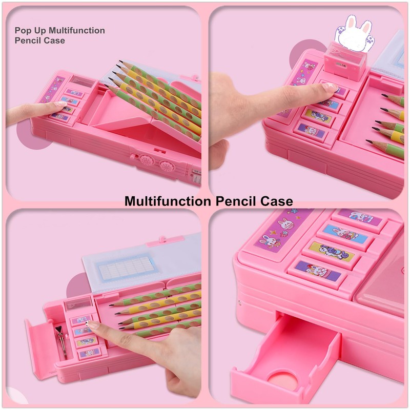 ASMANNA Pop up Multifunction Pencil Case for Kids, kawaii Pen