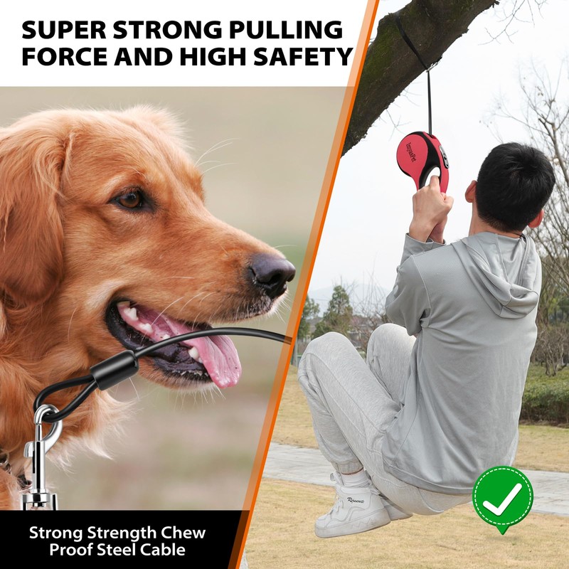 Upgraded Retractable Dog Leash with Chew Proof Extender, Pet Walking