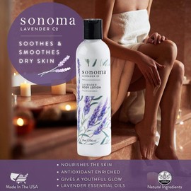 Sonoma Lavender Aromatherapy Lavender Lotion for Dry Skin, Body Moisturizer, All Natural Body Lotion to Revitalize and Moisturize for Smoother Skin, 8oz